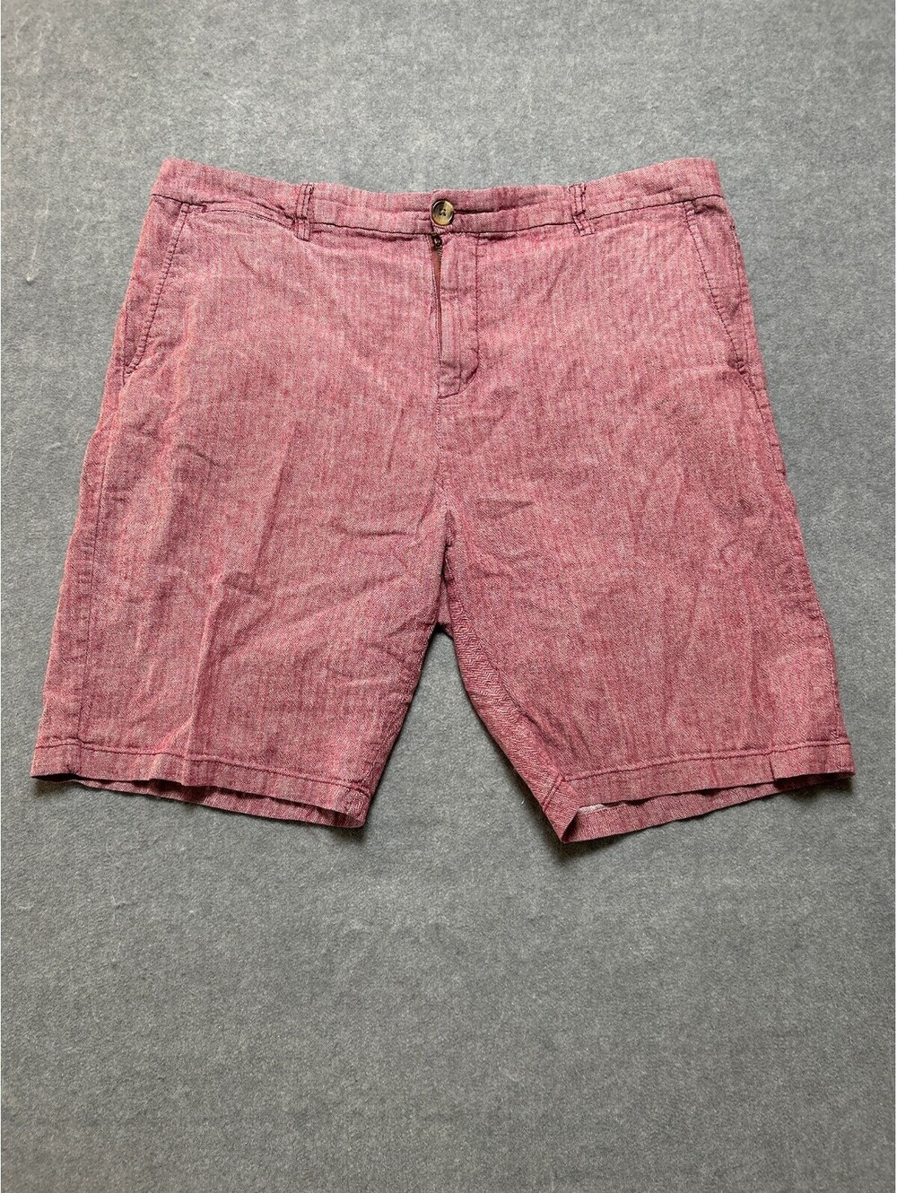 Old Navy Ultimate Slim Built-In Flex Shorts Mens 38 Red Herringbone Chino Casual